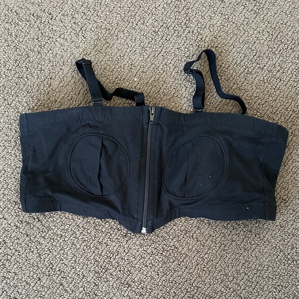 Black Zip-Up Nursing Bra